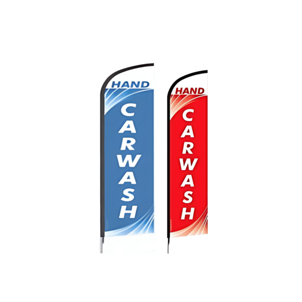 Flag + pole “Hand Car Wash”